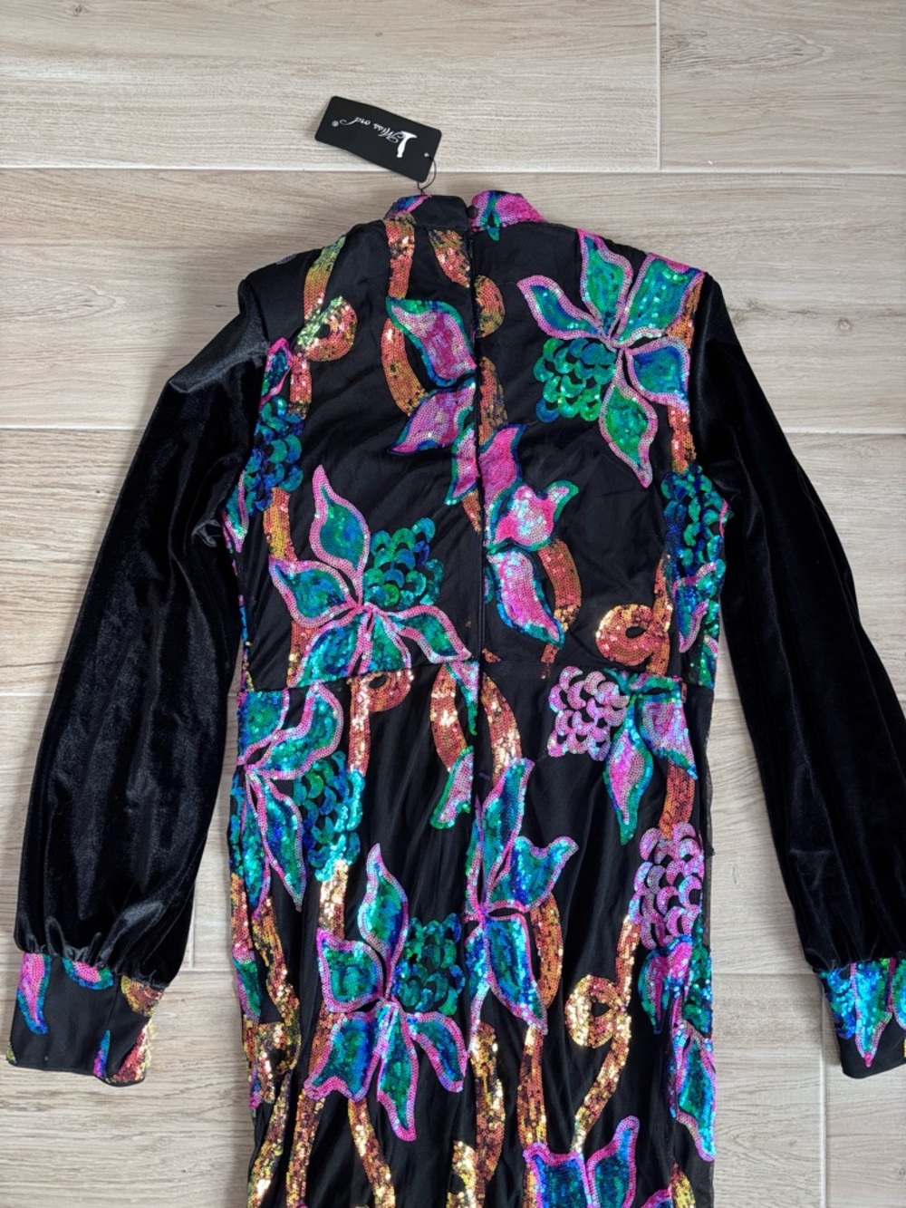 NWT MISSORD Cutout Lantern Sleeve Mermaid Sequin Dress XXL - Picture 9 of 11